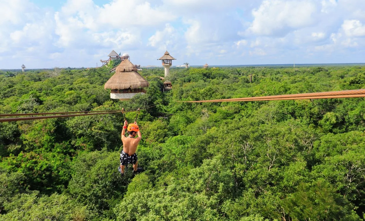 Zipline above the forest near Playa del Carmen