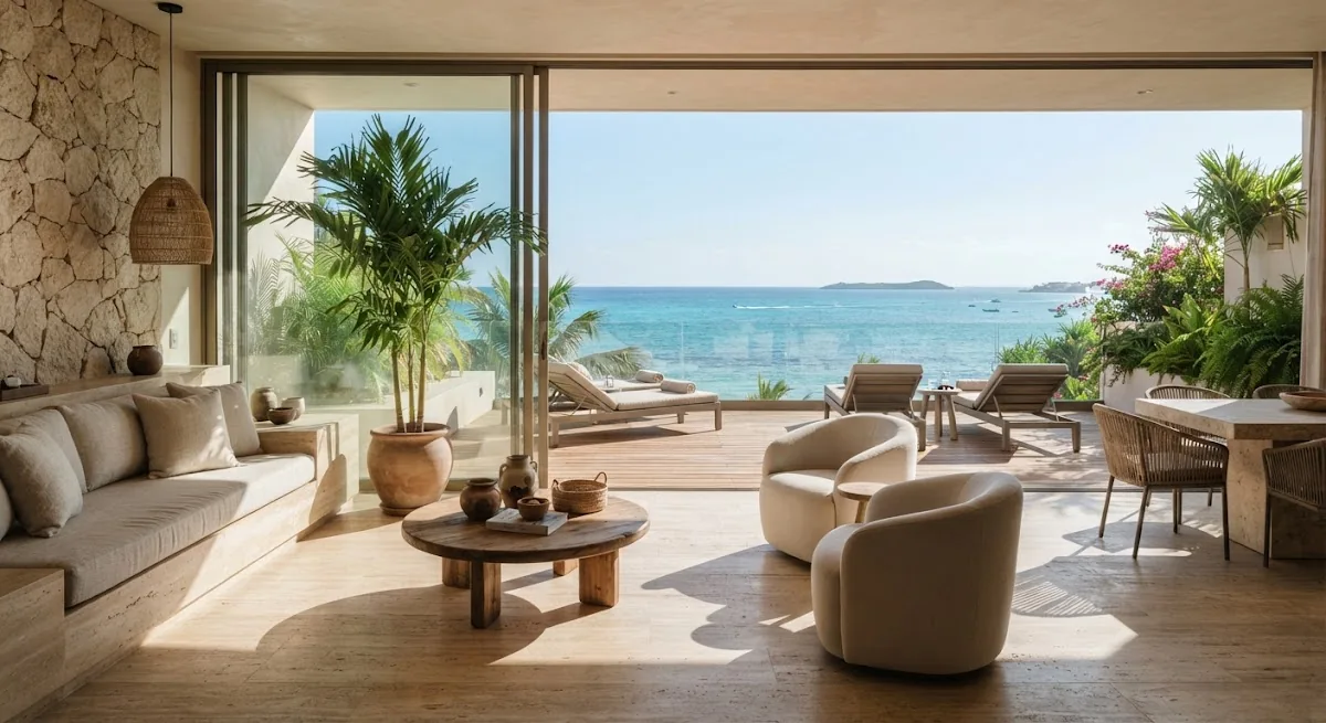 Residence opening toward the sea