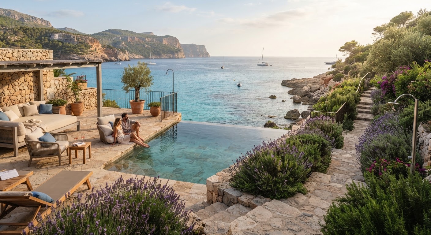 Coastal terrace beside the water
