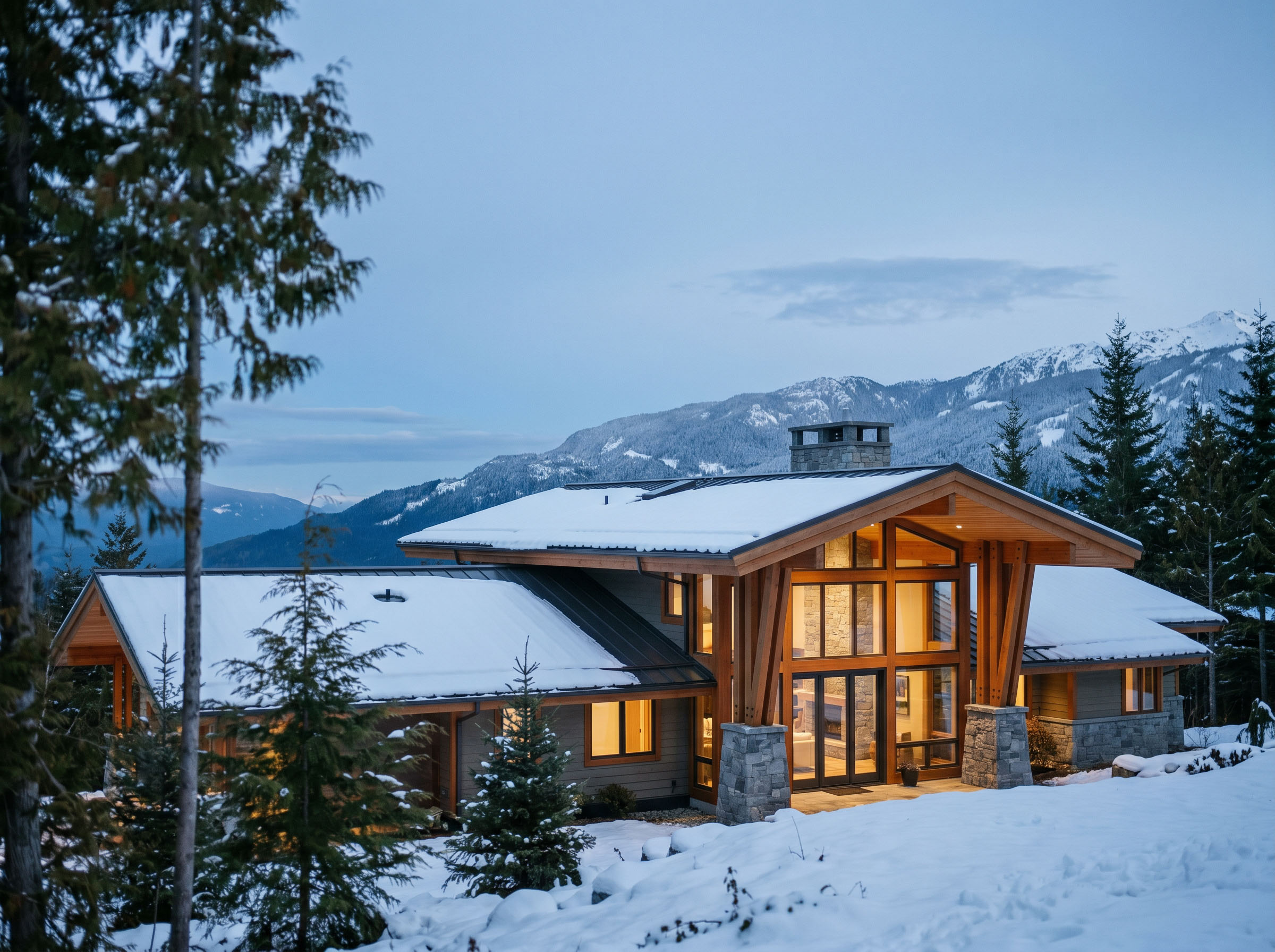 Whistler mountain estate at dusk